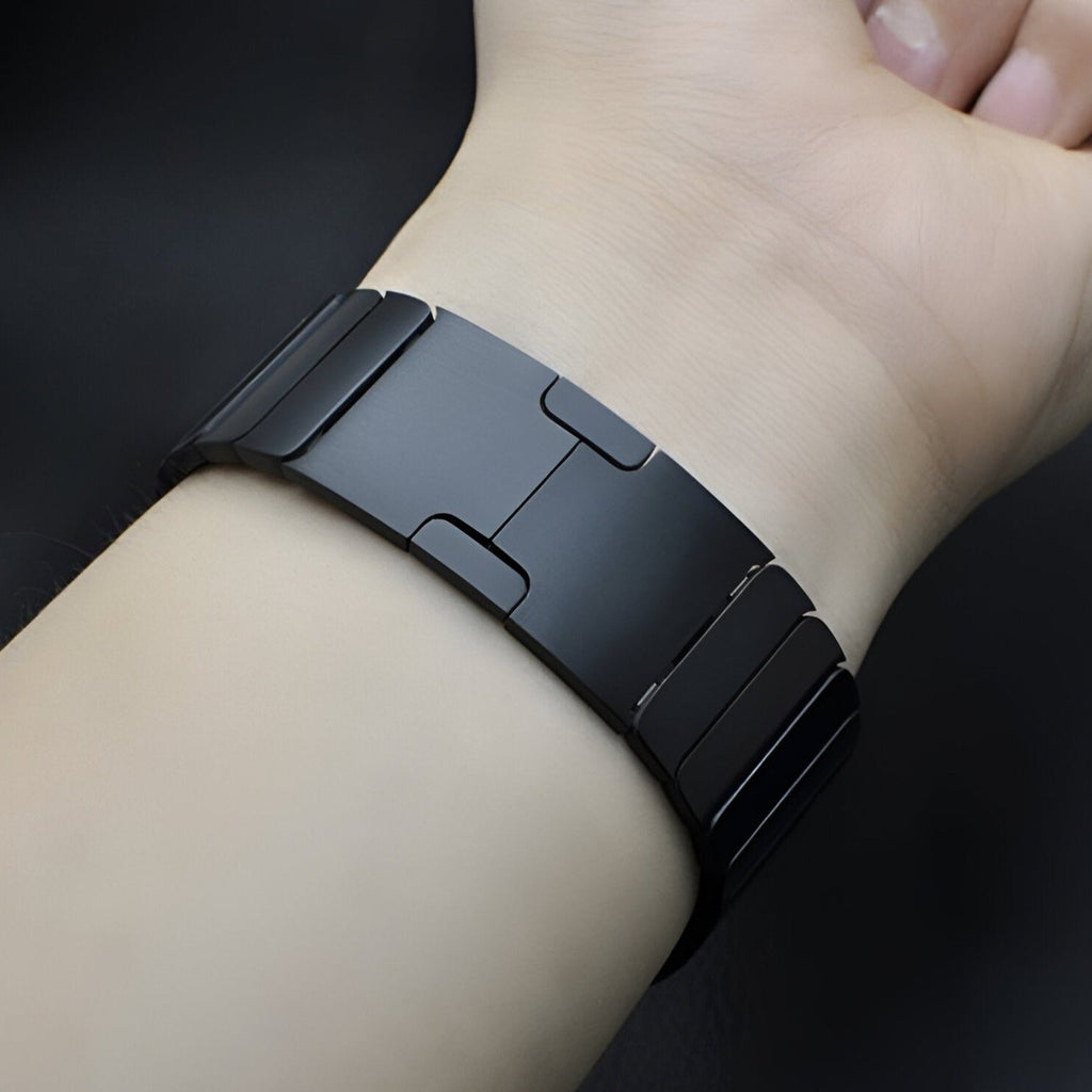 Correa Apple Watch de acero inoxidable, eslabones ajustables, cierre mariposa, modelo Juno