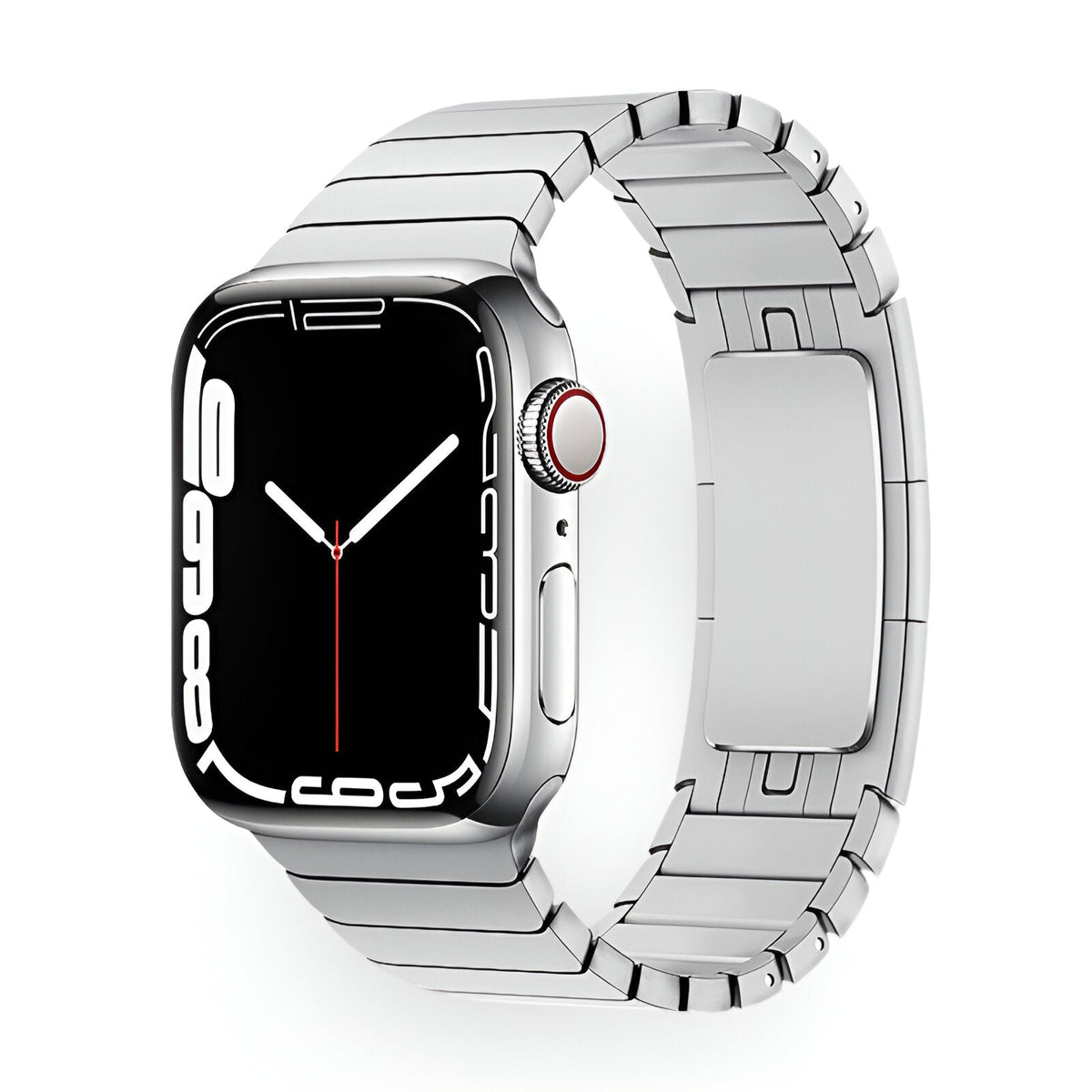 Correa Apple Watch de acero inoxidable, eslabones ajustables, cierre mariposa, modelo Juno
