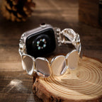 Correa Apple Watch, eslabones tipo guijarro pulido, conectores de strass, para mujer, modelo Lidia