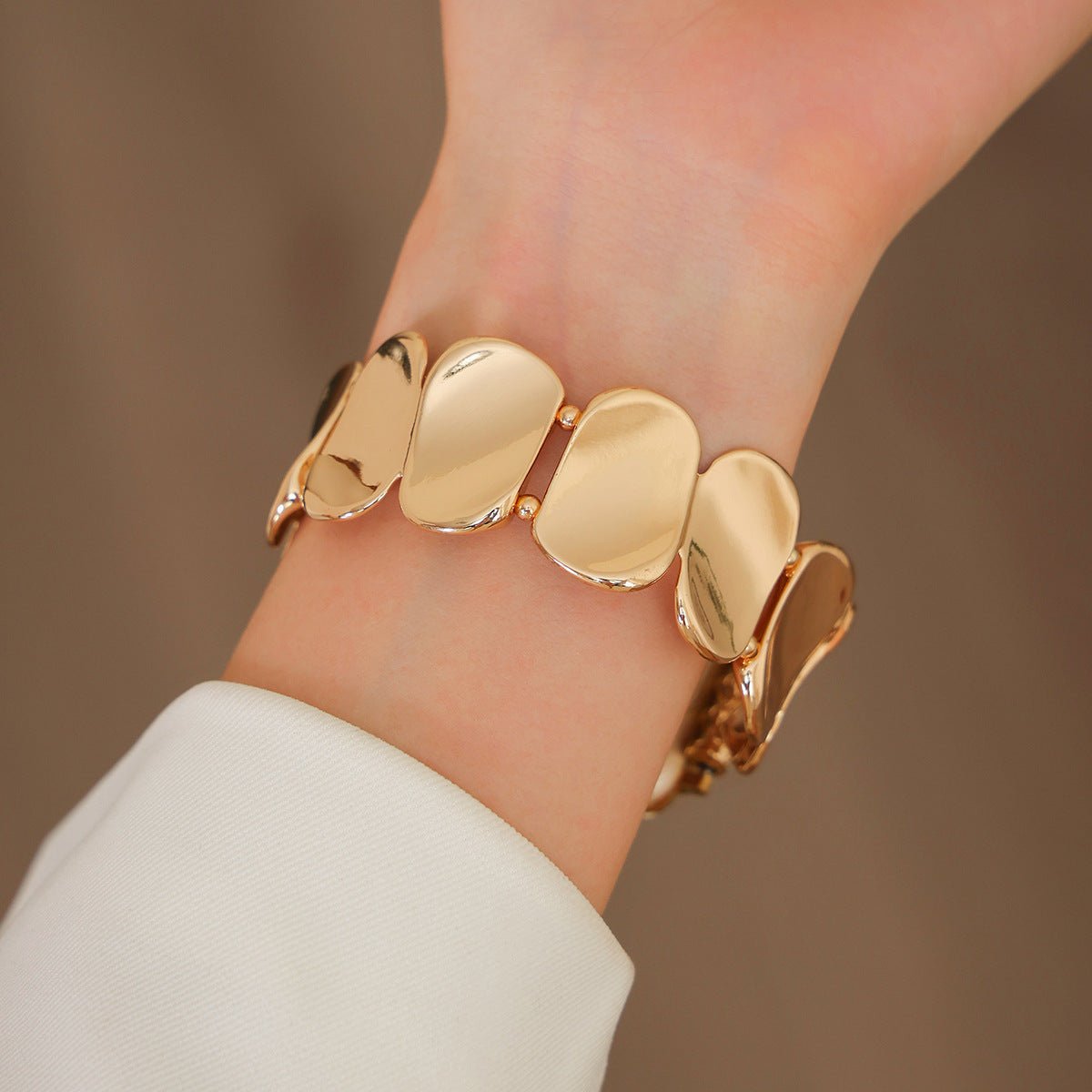 Correa Apple Watch, eslabones tipo guijarro pulido, conectores de strass, para mujer, modelo Lidia