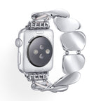 Correa Apple Watch, eslabones tipo guijarro pulido, conectores de strass, para mujer, modelo Lidia