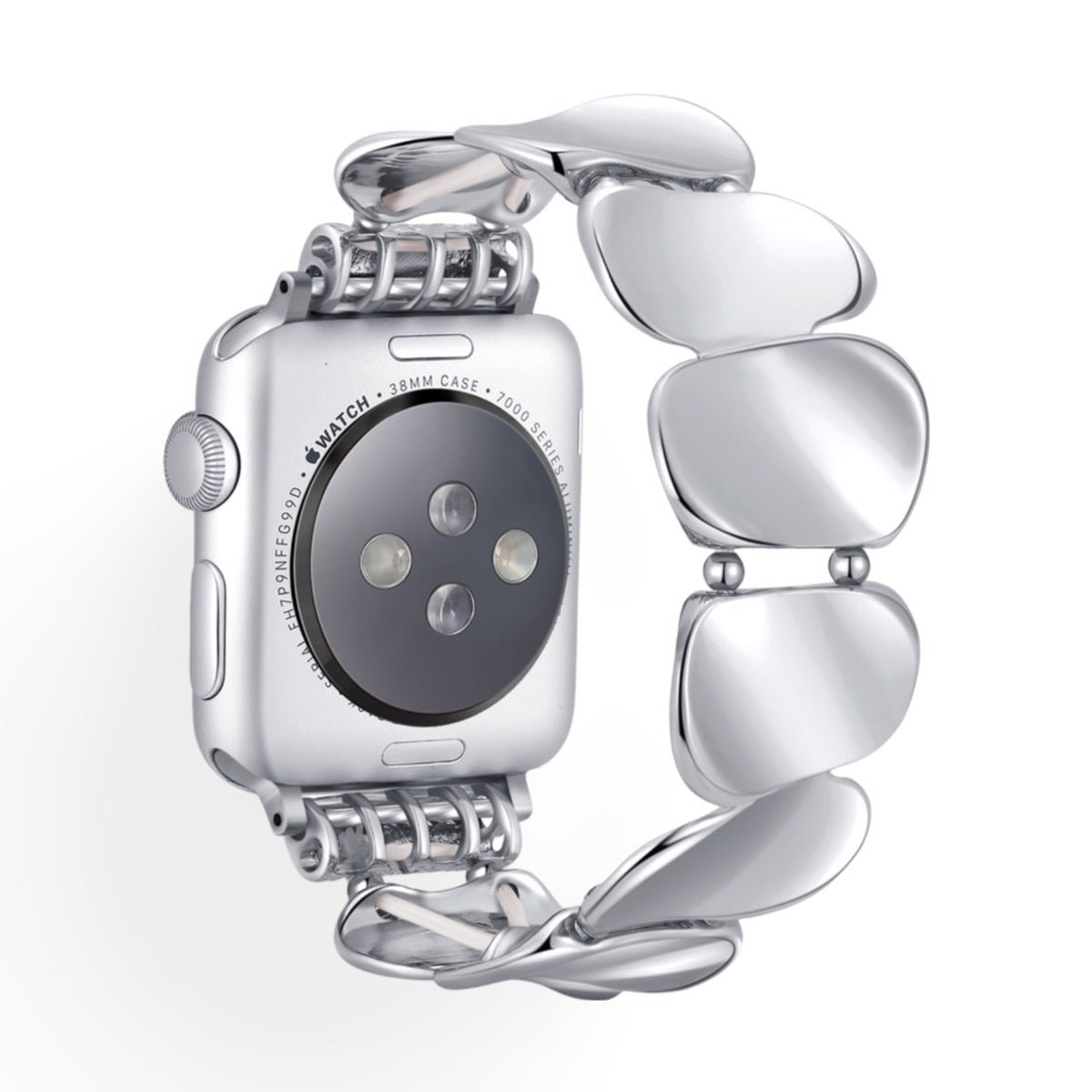 Correa Apple Watch, eslabones tipo guijarro pulido, conectores de strass, para mujer, modelo Lidia