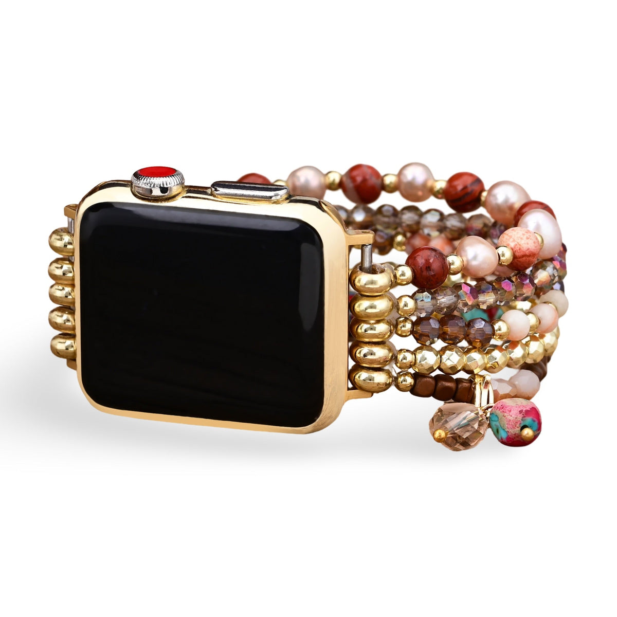 Correa Apple Watch multihilo, cuentas y piedras naturales, para mujer, modelo Elix
