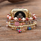 Correa Apple Watch multihilo, cuentas y piedras naturales, para mujer, modelo Elix