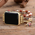 Correa Apple Watch multihilo, cuentas y piedras naturales, para mujer, modelo Elix
