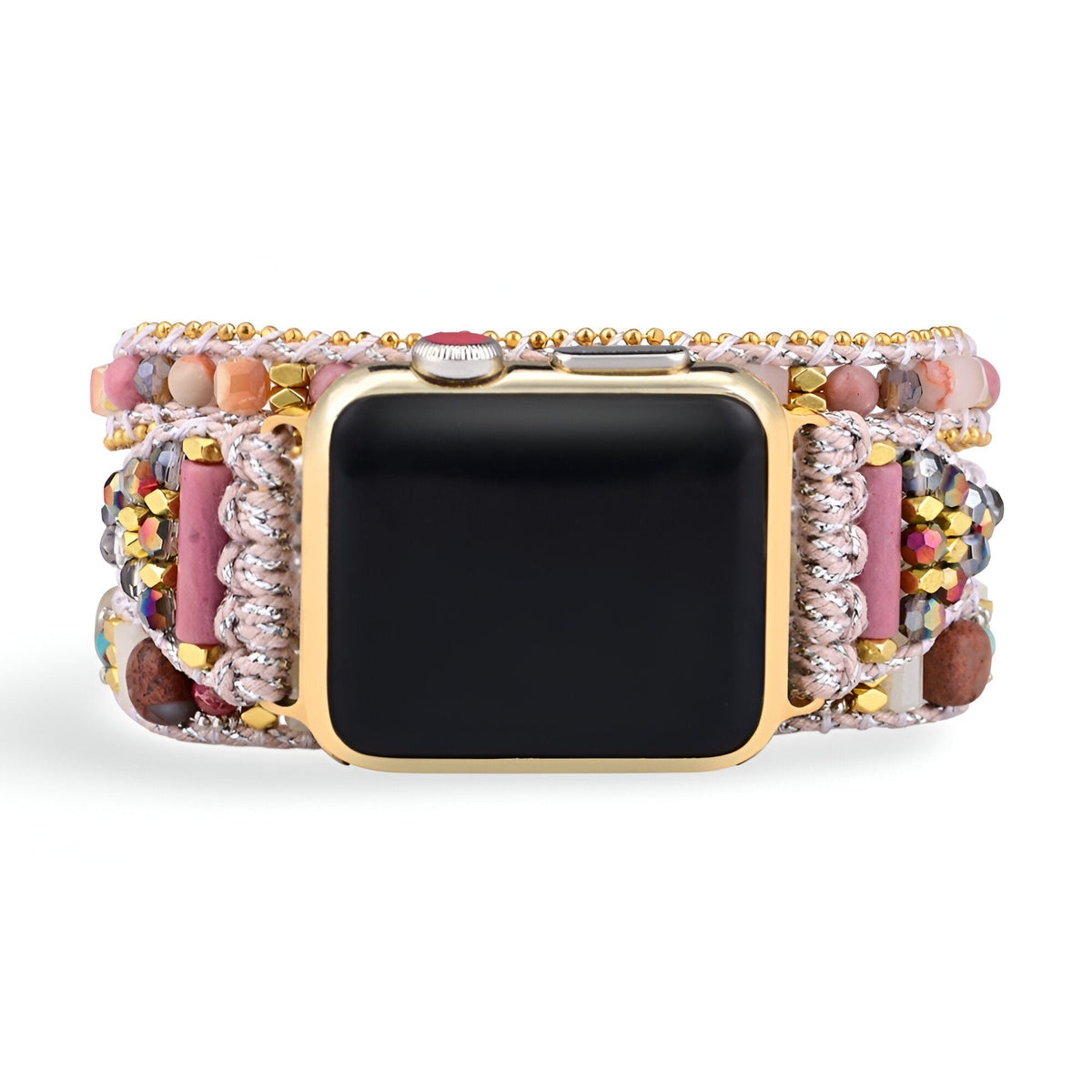 Correa Apple Watch multihilo, cuentas y cristales, dije de corazón, para mujer, modelo Jorah