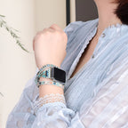 Correa Apple Watch bohemia multihilo, piedras y cuentas trenzadas, para mujer, modelo Nexa