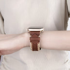 Correa Apple Watch, de piel serraje, con cadena, modelo Zéyou
