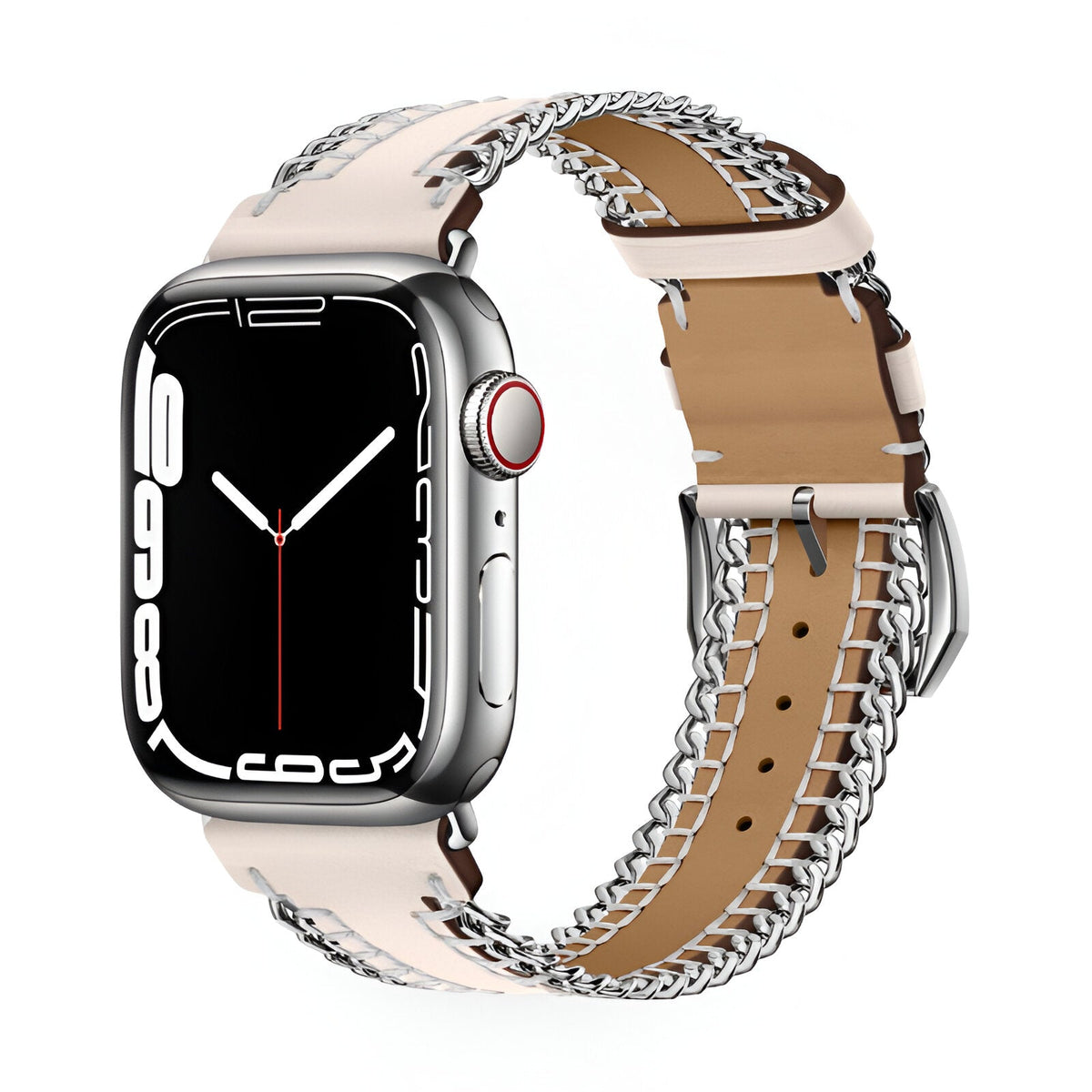 Correa Apple Watch, de piel serraje, con cadena, modelo Zéyou