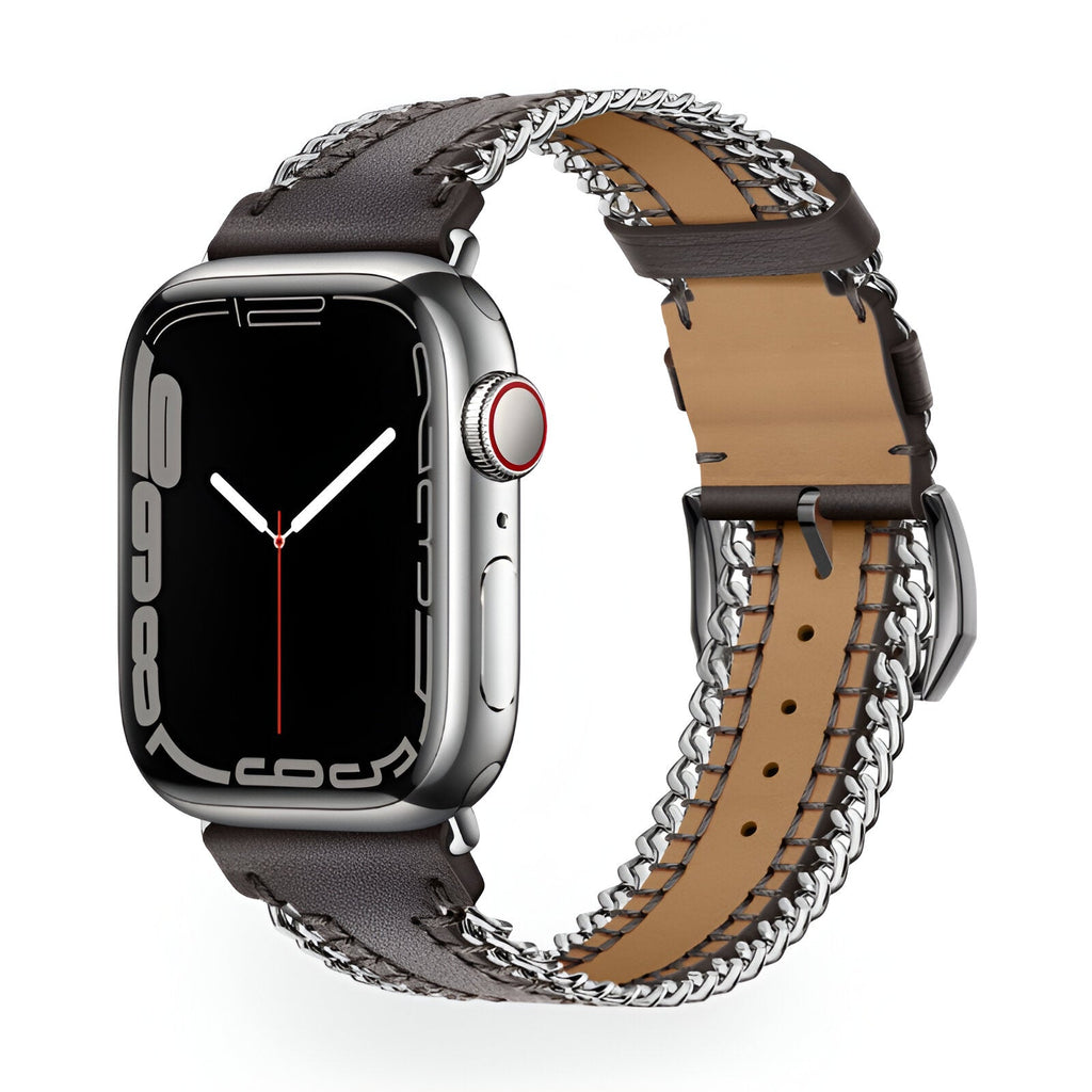Correa Apple Watch, de piel serraje, con cadena, modelo Zéyou