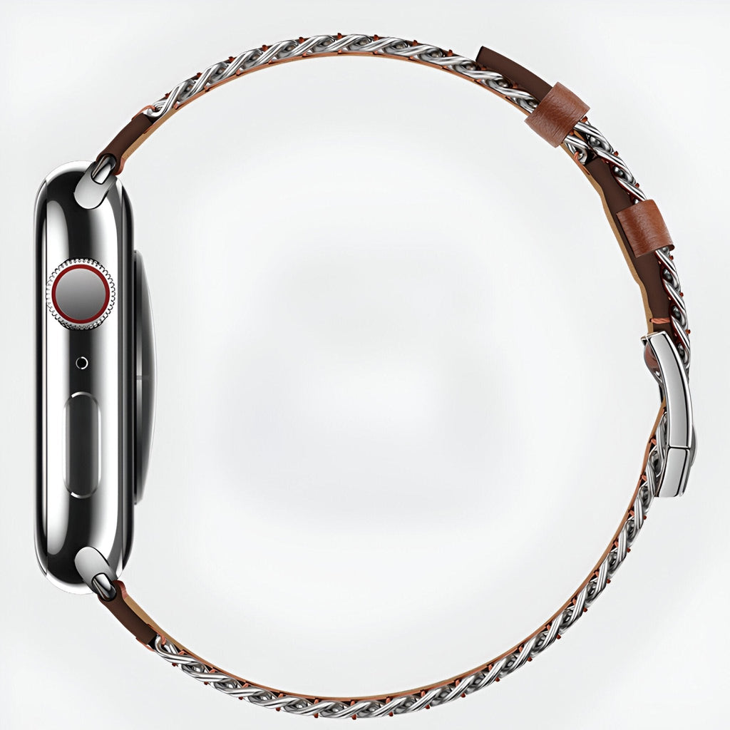 Correa Apple Watch, de piel serraje, con cadena, modelo Zéyou