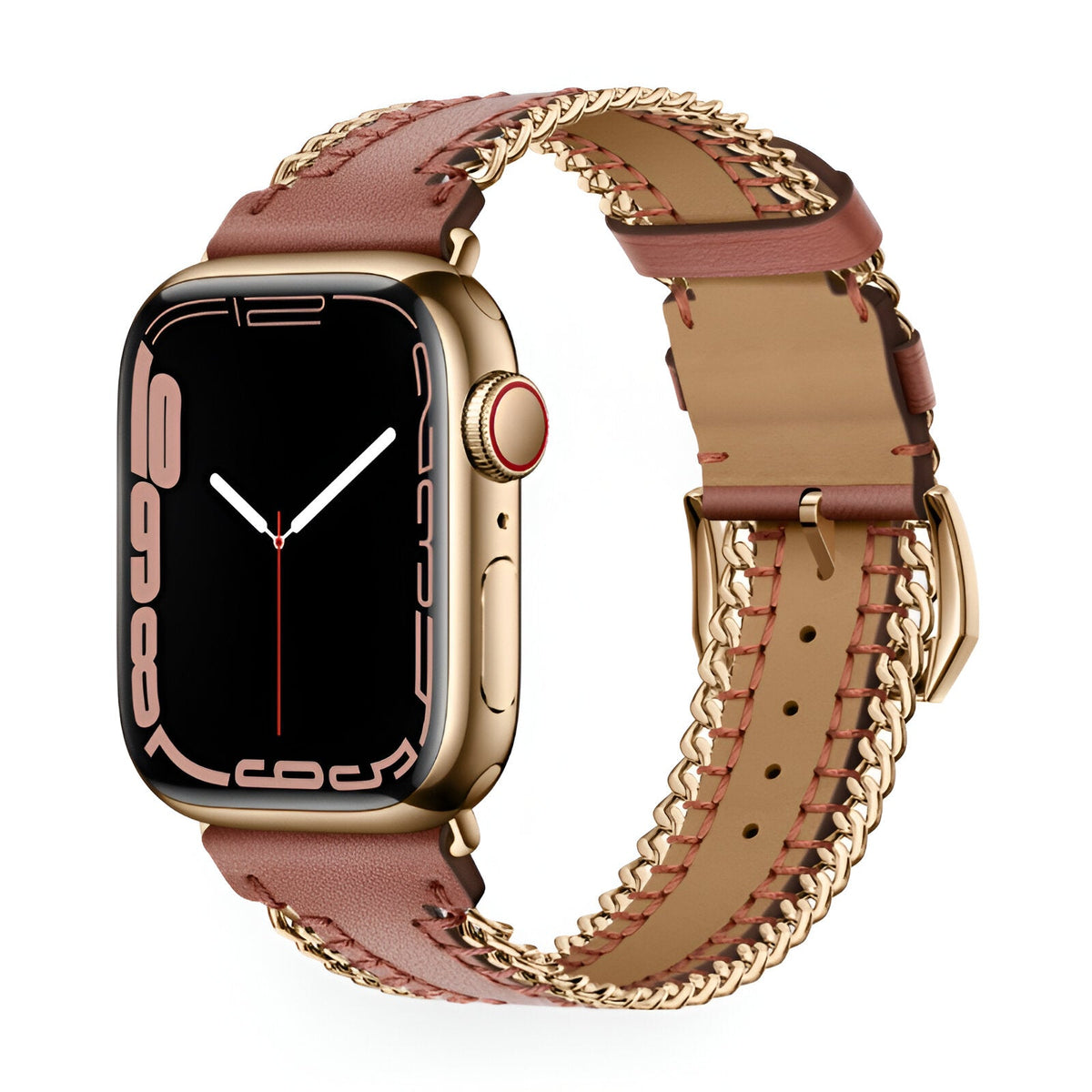 Correa Apple Watch, de piel serraje, con cadena, modelo Zéyou