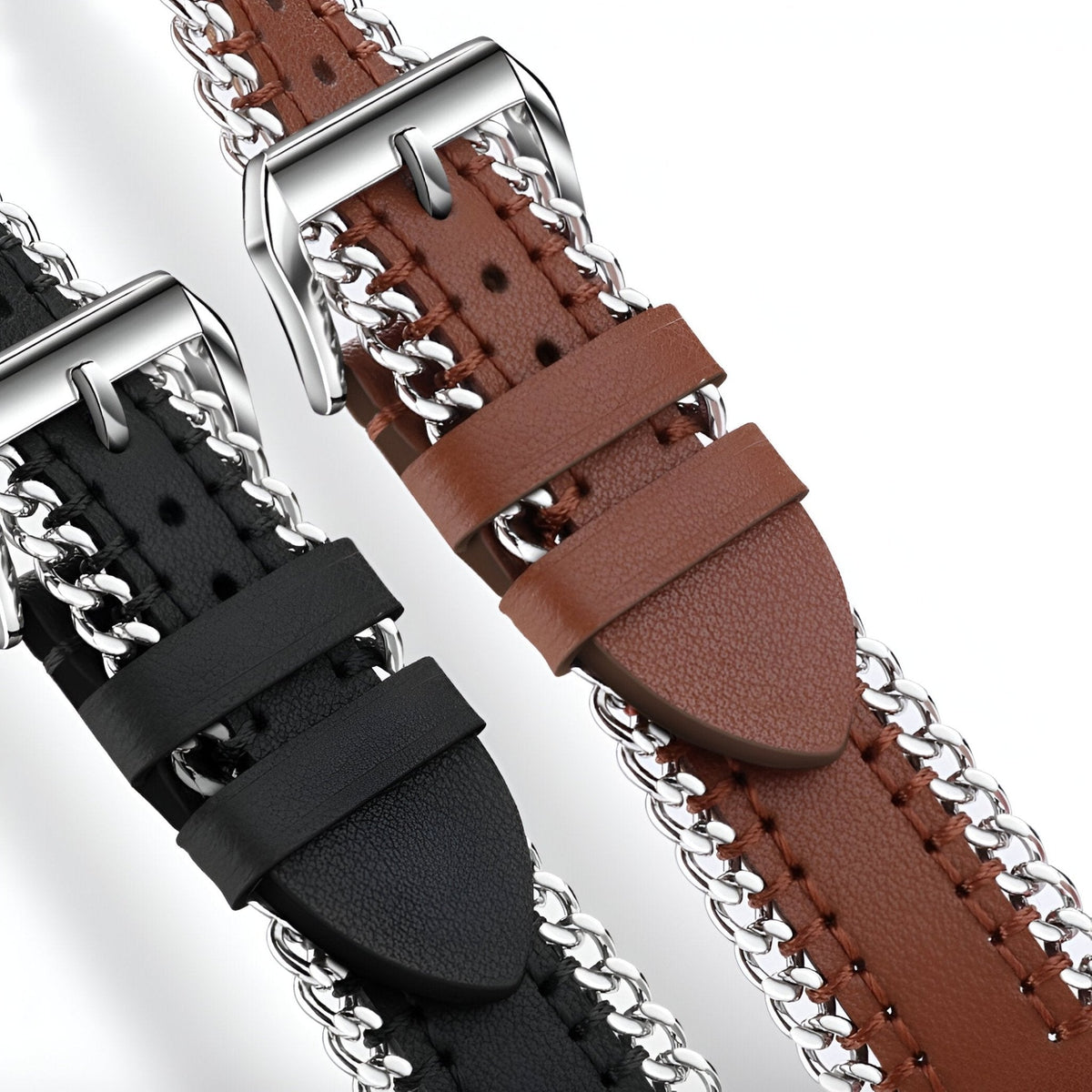 Correa Apple Watch, de piel serraje, con cadena, modelo Zéyou