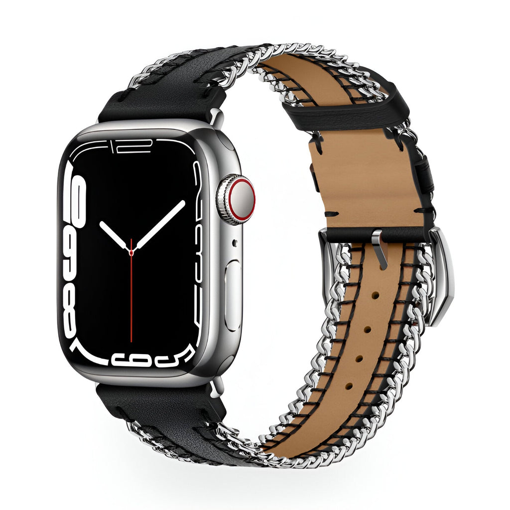 Correa Apple Watch, de piel serraje, con cadena, modelo Zéyou