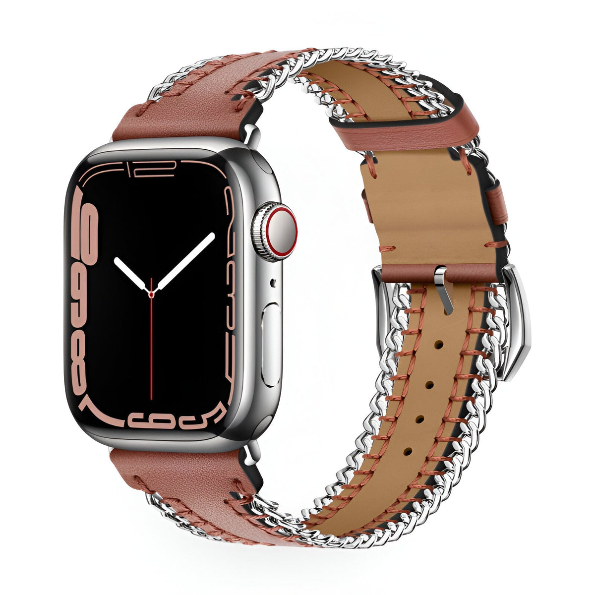 Correa Apple Watch, de piel serraje, con cadena, modelo Zéyou