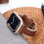 Correa Apple Watch, de piel serraje, con cadena, modelo Zéyou