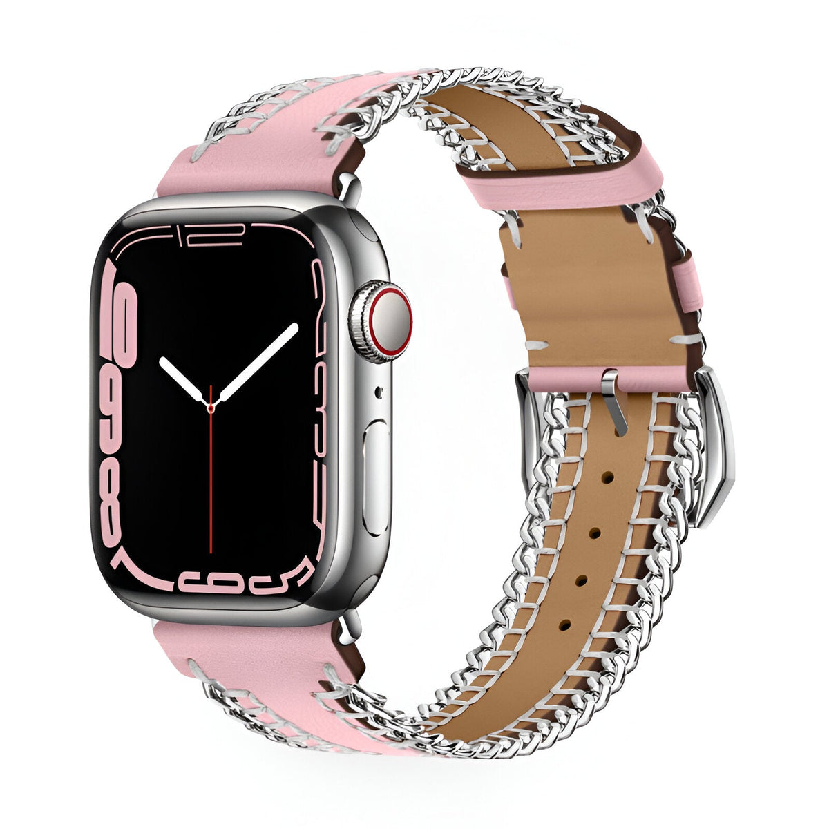 Correa Apple Watch, de piel serraje, con cadena, modelo Zéyou