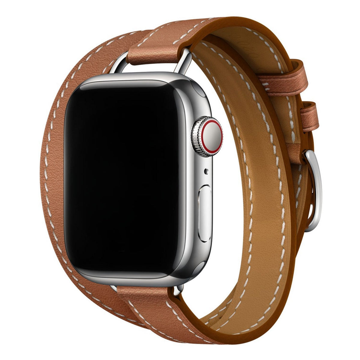 Correa Apple Watch, de piel serraje, de doble vuelta, para mujer, modelo Ermione