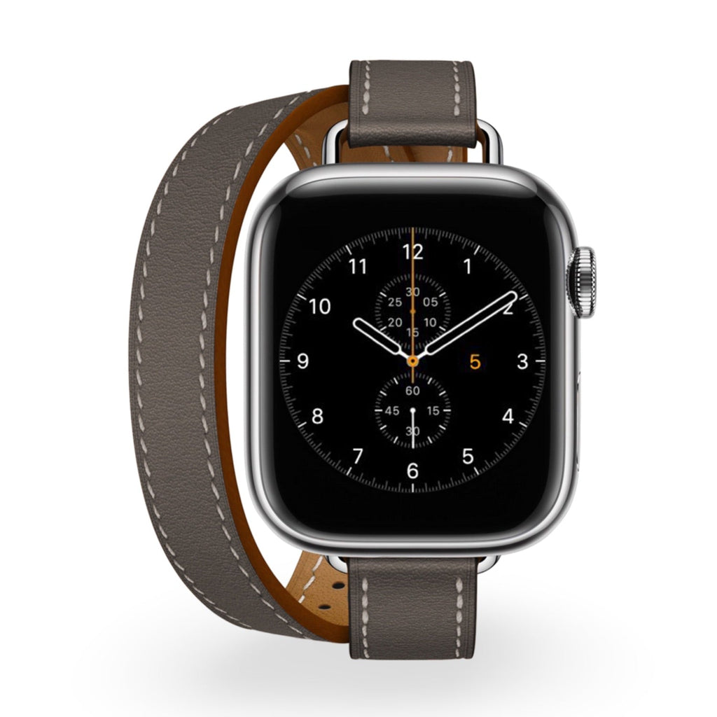 Correa Apple Watch, de piel serraje, de doble vuelta, para mujer, modelo Ermione
