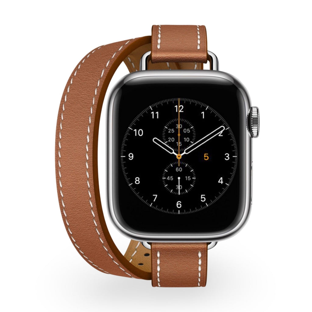 Correa Apple Watch, de piel serraje, de doble vuelta, para mujer, modelo Ermione