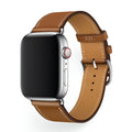 Correa de Apple Watch en piel de becerro afelpada, costuras a contraste, cierre de hebilla, modelo Krynn