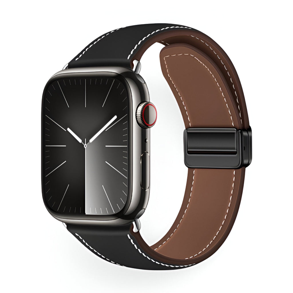 Correa Apple Watch, cierre magnético de dos secciones, costuras estilo silla de montar, modelo Ozias
