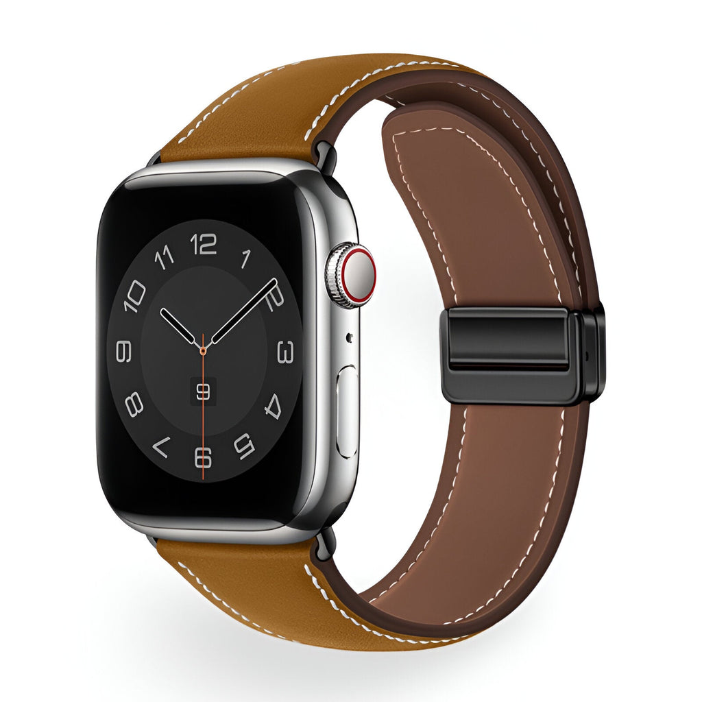 Correa Apple Watch, cierre magnético de dos secciones, costuras estilo silla de montar, modelo Ozias