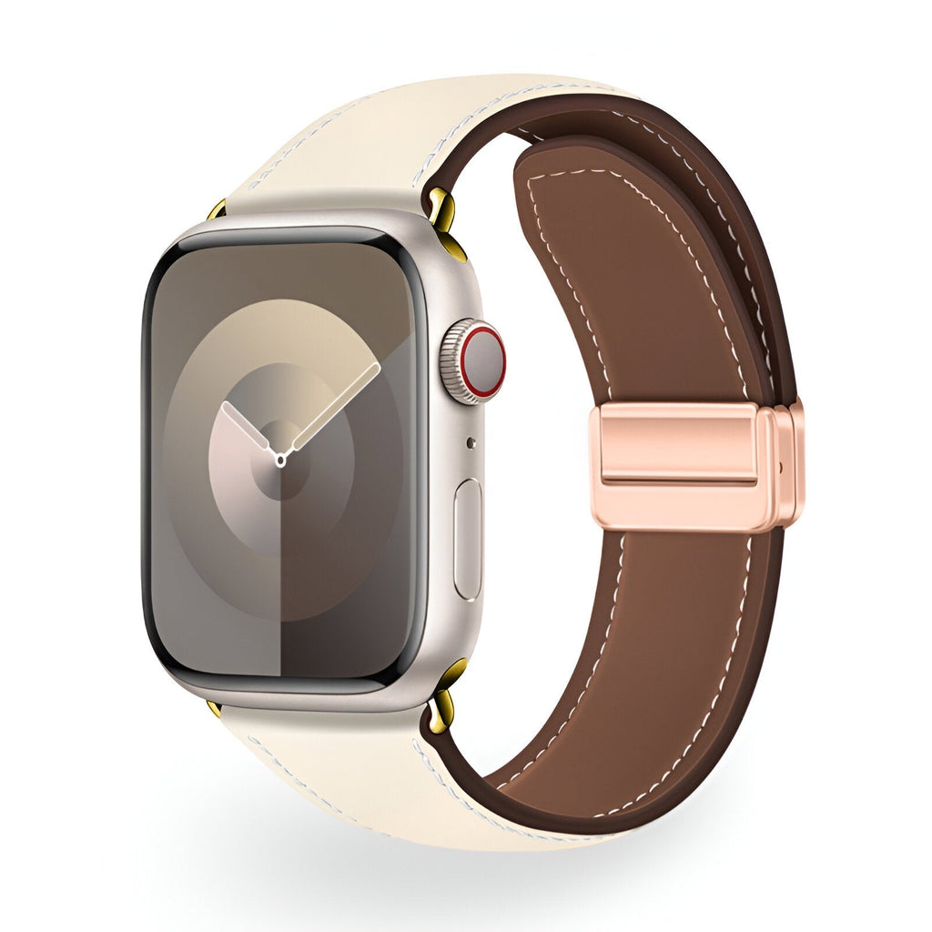 Correa Apple Watch, cierre magnético de dos secciones, costuras estilo silla de montar, modelo Ozias