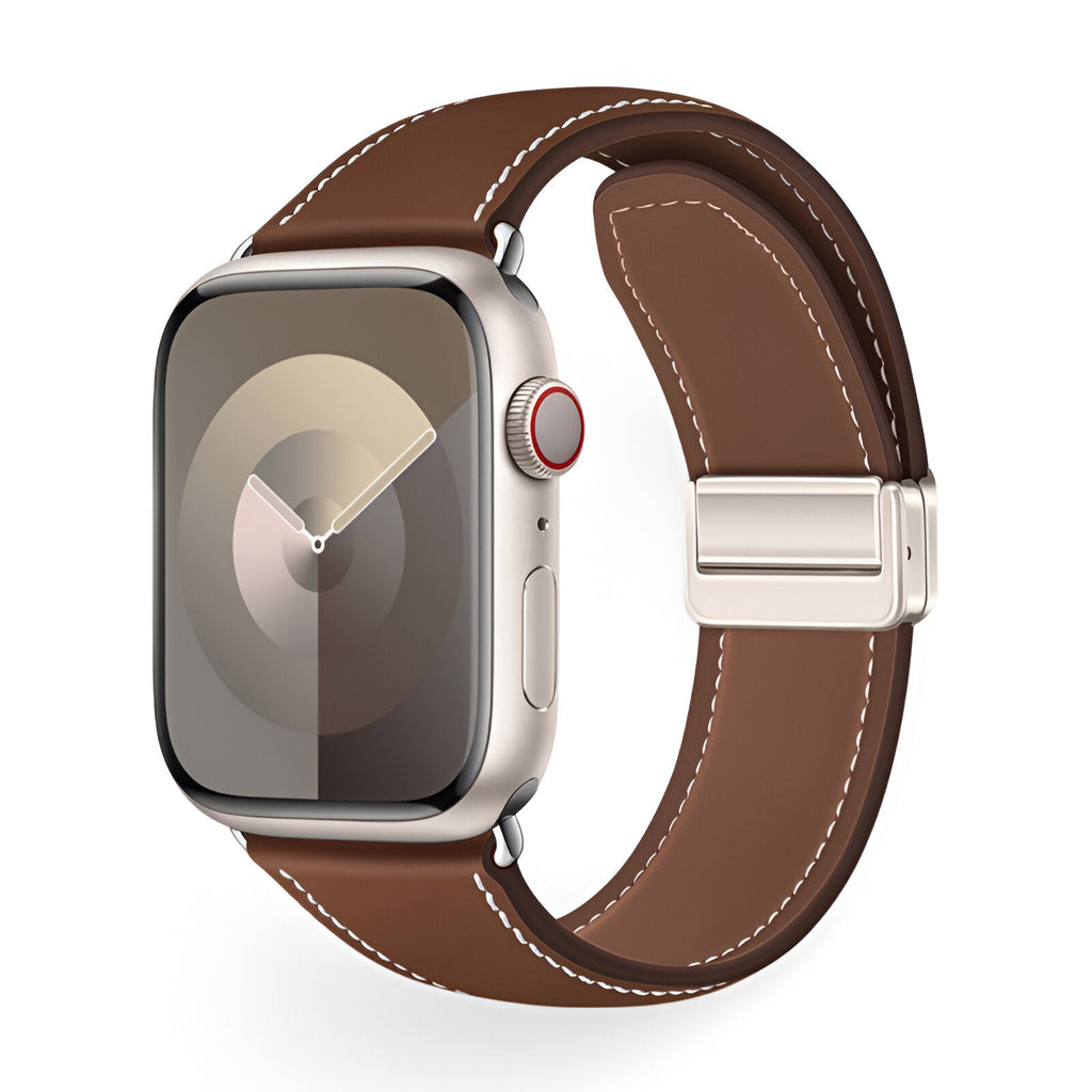 Correa Apple Watch, cierre magnético de dos secciones, costuras estilo silla de montar, modelo Ozias