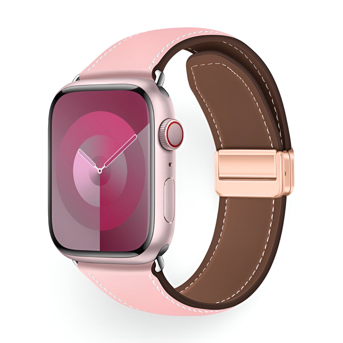 Correa Apple Watch, cierre magnético de dos secciones, costuras estilo silla de montar, modelo Ozias