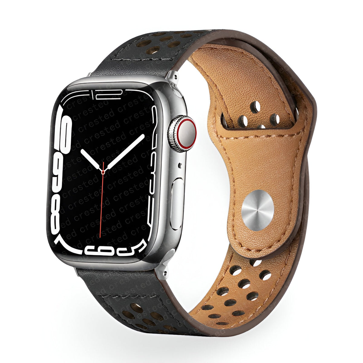Correa Apple Watch de serraje perforado transpirable, cierre de botón a presión, modelo Olexia