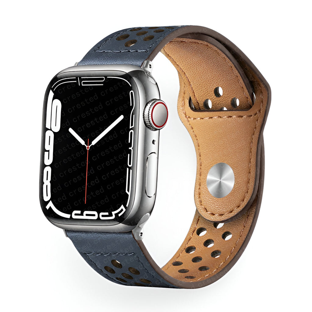 Correa Apple Watch de serraje perforado transpirable, cierre de botón a presión, modelo Olexia