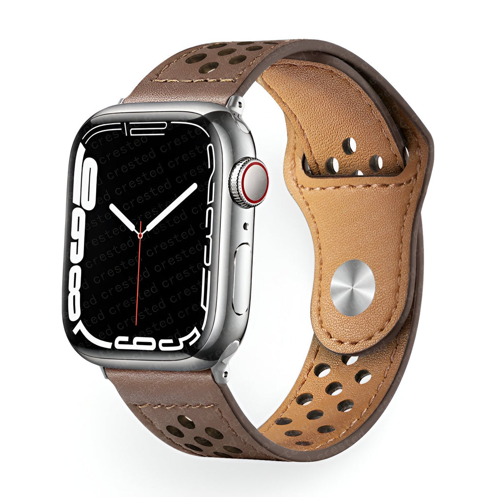 Correa Apple Watch de serraje perforado transpirable, cierre de botón a presión, modelo Olexia