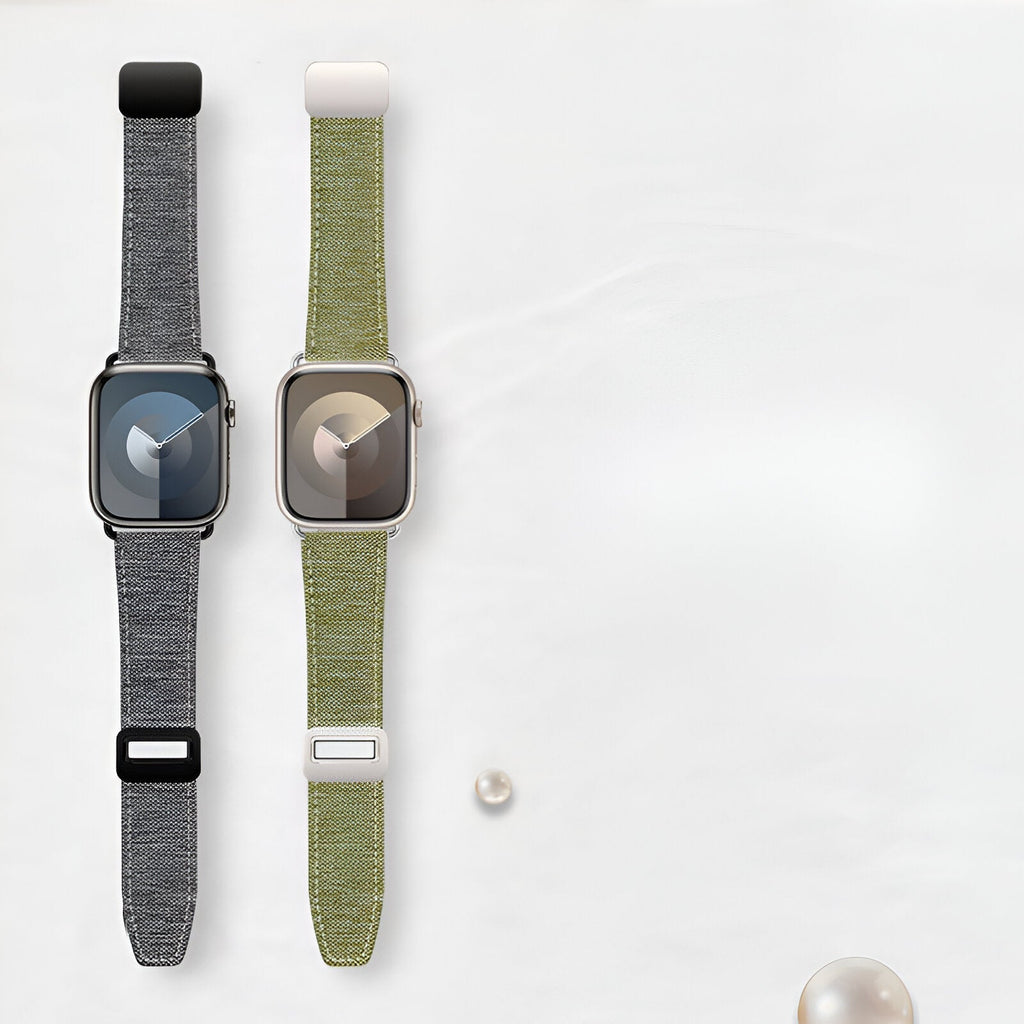 Correa Apple Watch de denim tejido, cierre magnético, modelo Aion