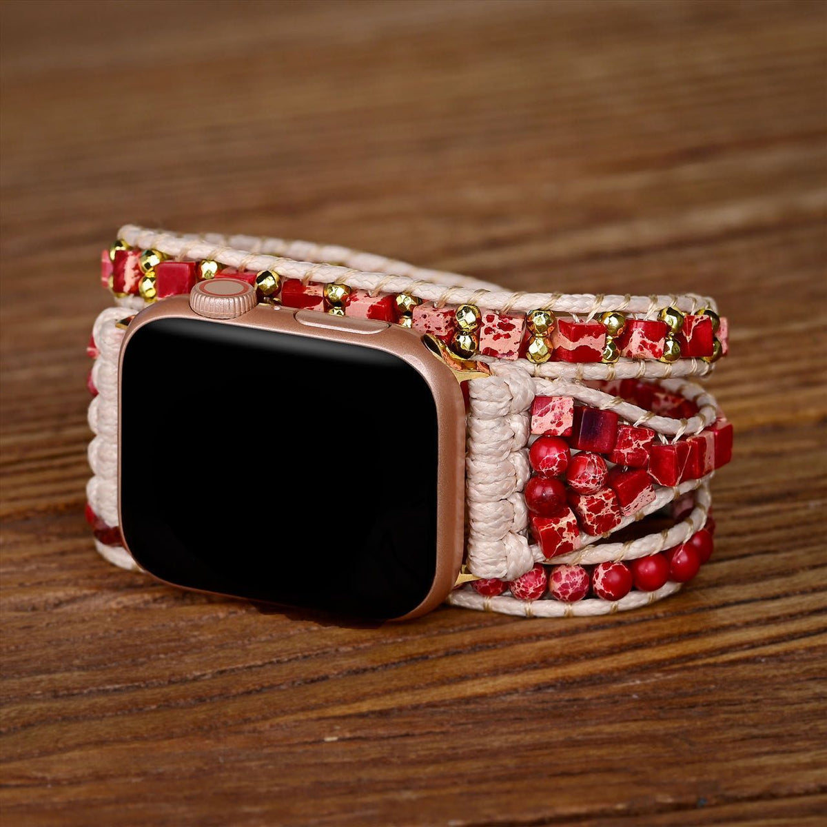 Correa Apple Watch de jaspe rojo, para mujer, modelo Finnix