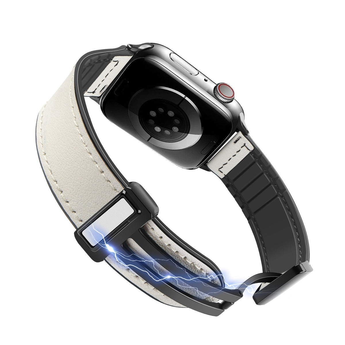 Correa Apple Watch de silicona con aspecto de piel, cierre magnético, modelo Kaelith