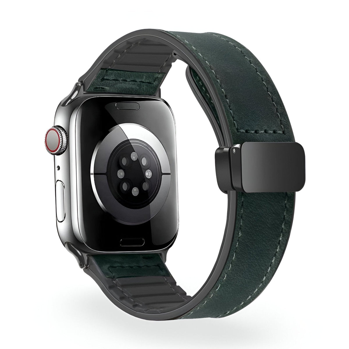 Correa Apple Watch de silicona con aspecto de piel, cierre magnético, modelo Kaelith