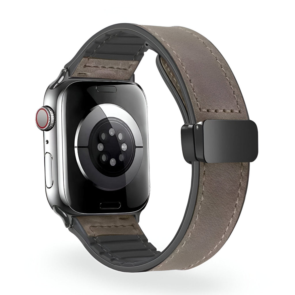 Correa Apple Watch de silicona con aspecto de piel, cierre magnético, modelo Kaelith