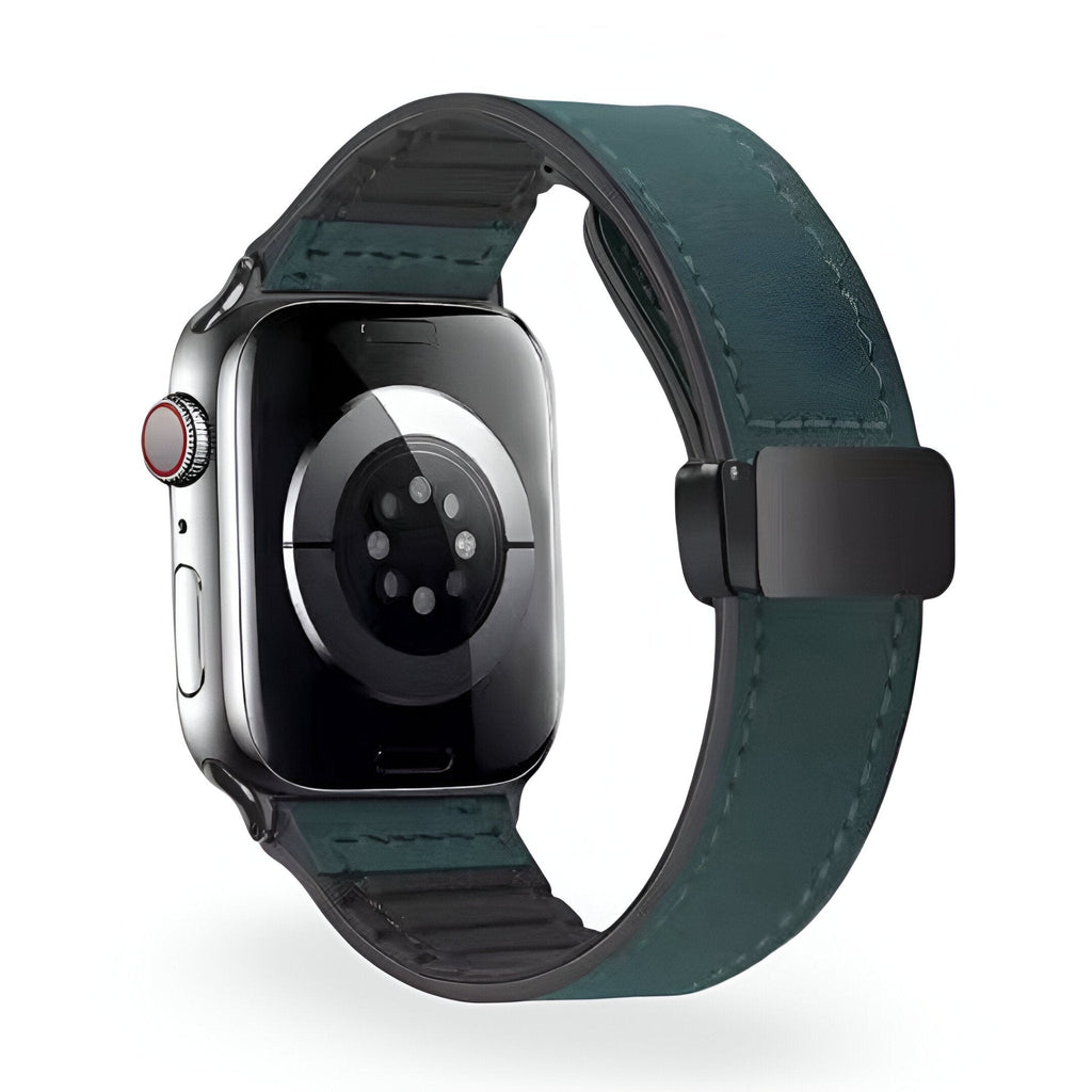 Correa Apple Watch de silicona con aspecto de piel, cierre magnético, modelo Kaelith