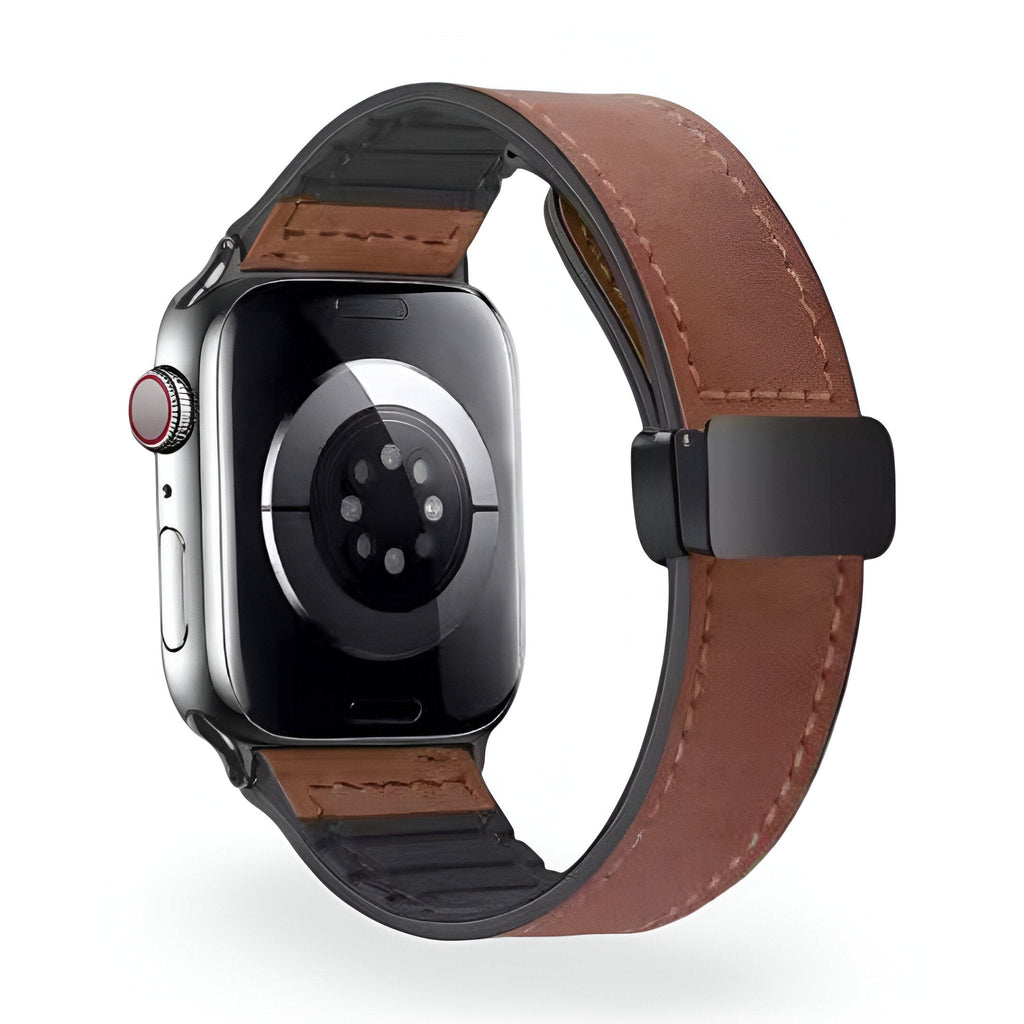 Correa Apple Watch de silicona con aspecto de piel, cierre magnético, modelo Kaelith