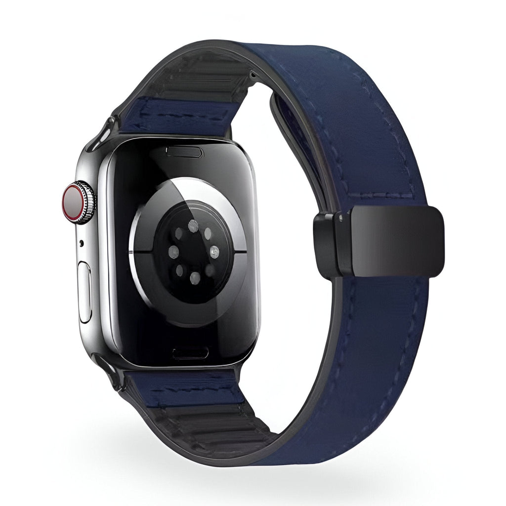 Correa Apple Watch de silicona con aspecto de piel, cierre magnético, modelo Kaelith
