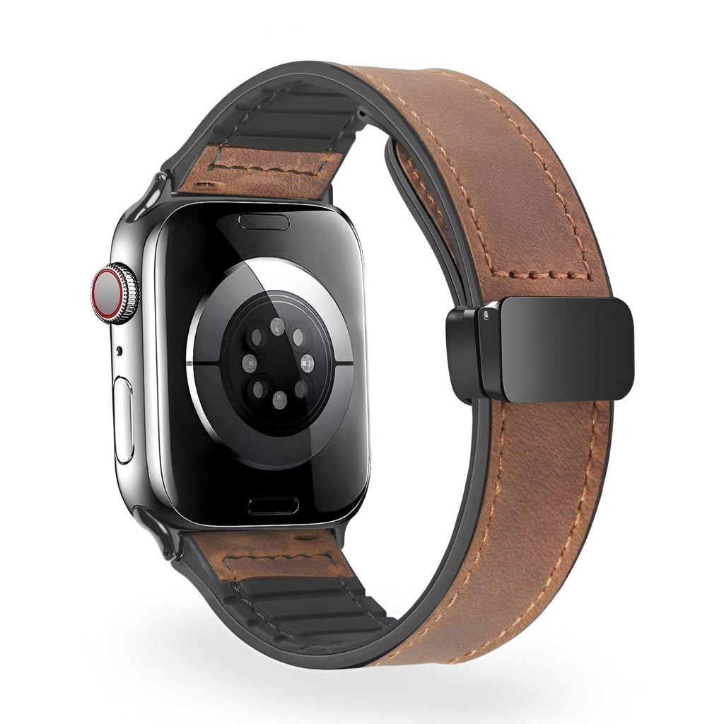 Correa Apple Watch de silicona con aspecto de piel, cierre magnético, modelo Kaelith