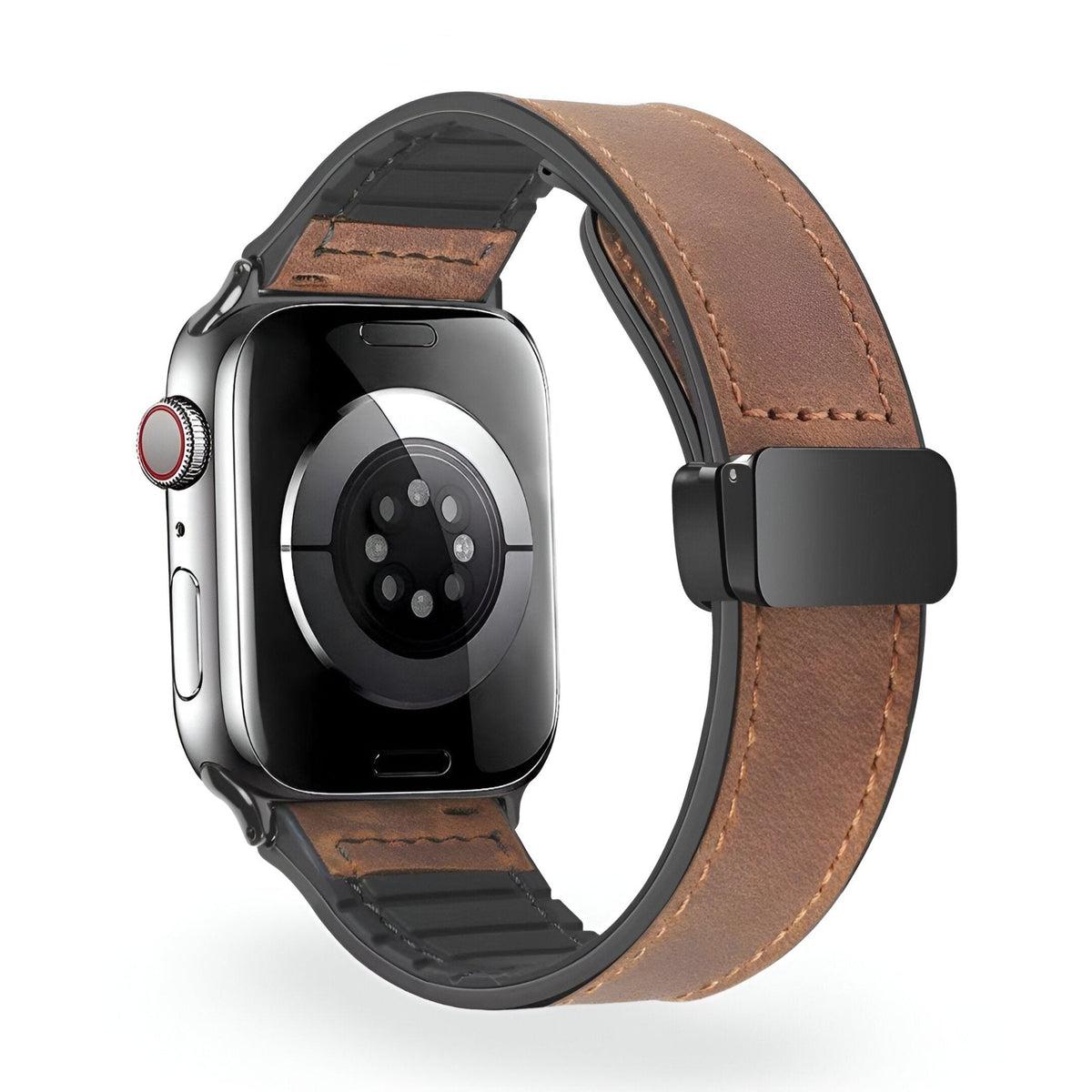 Correa Apple Watch de silicona con aspecto de piel, cierre magnético, modelo Kaelith