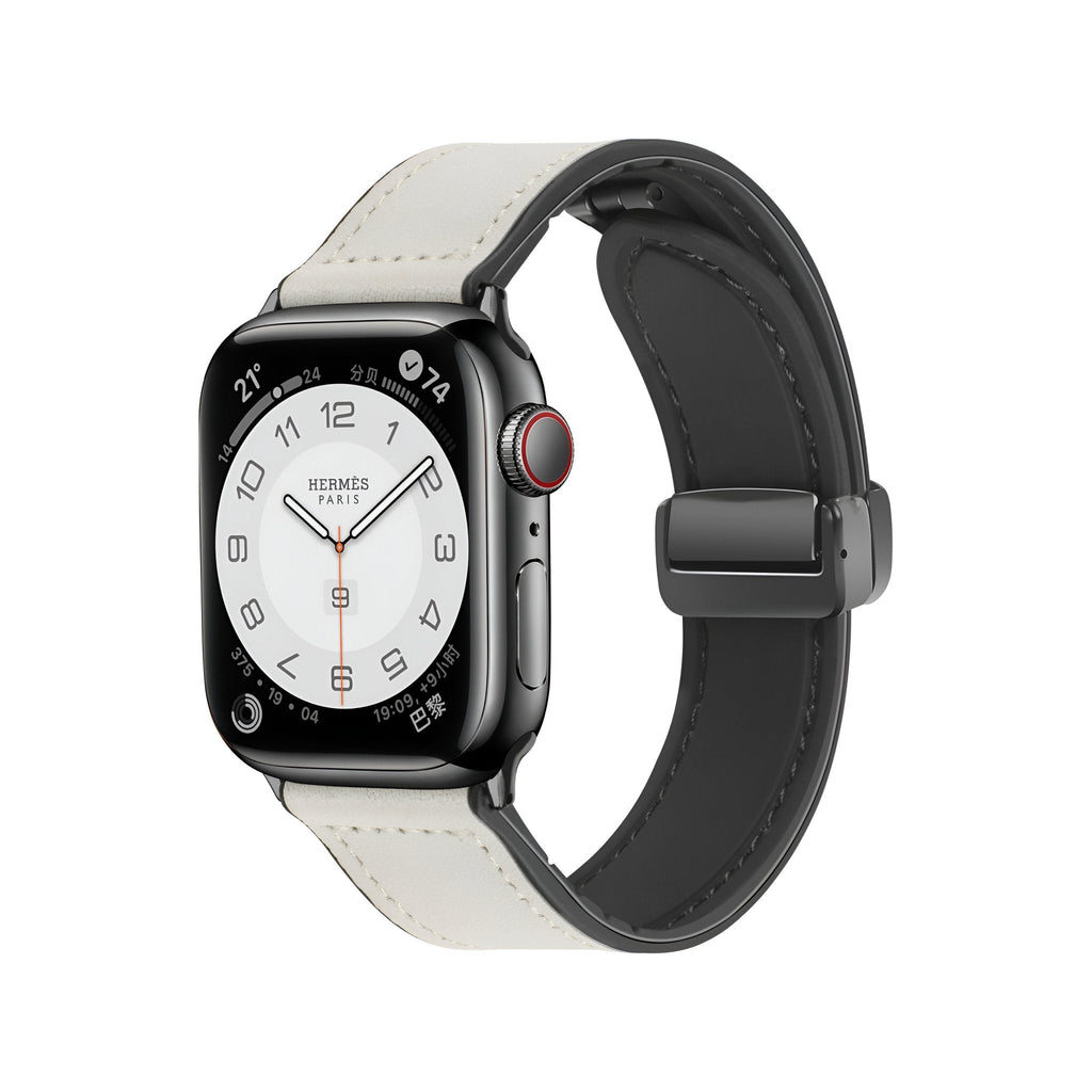 Correa Apple Watch de silicona con aspecto de piel, cierre magnético, modelo Kaelith
