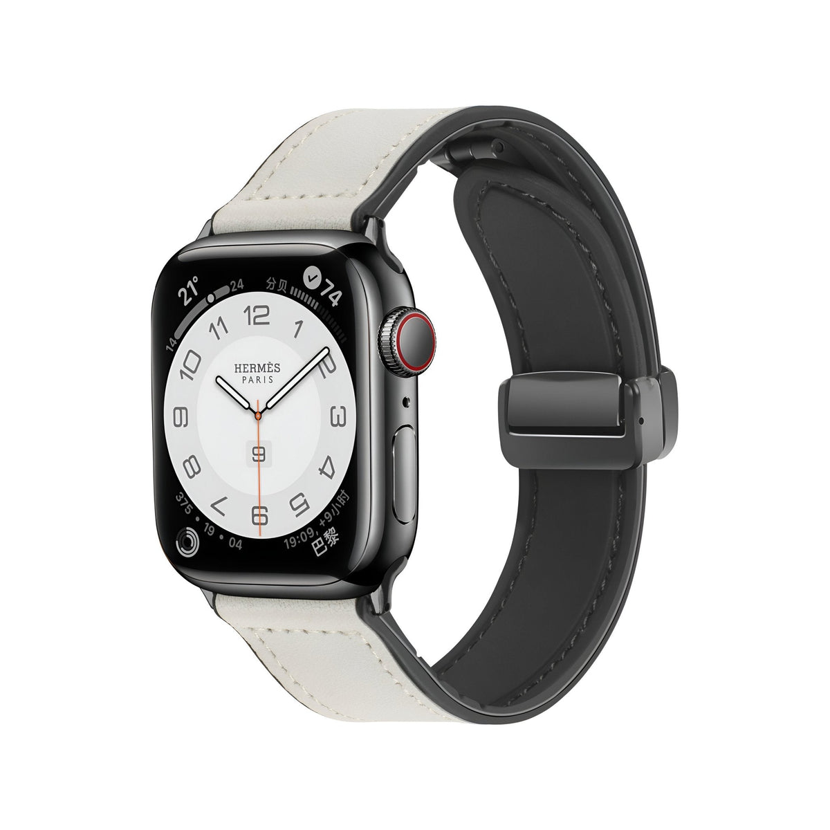 Correa Apple Watch de silicona con aspecto de piel, cierre magnético, modelo Kaelith