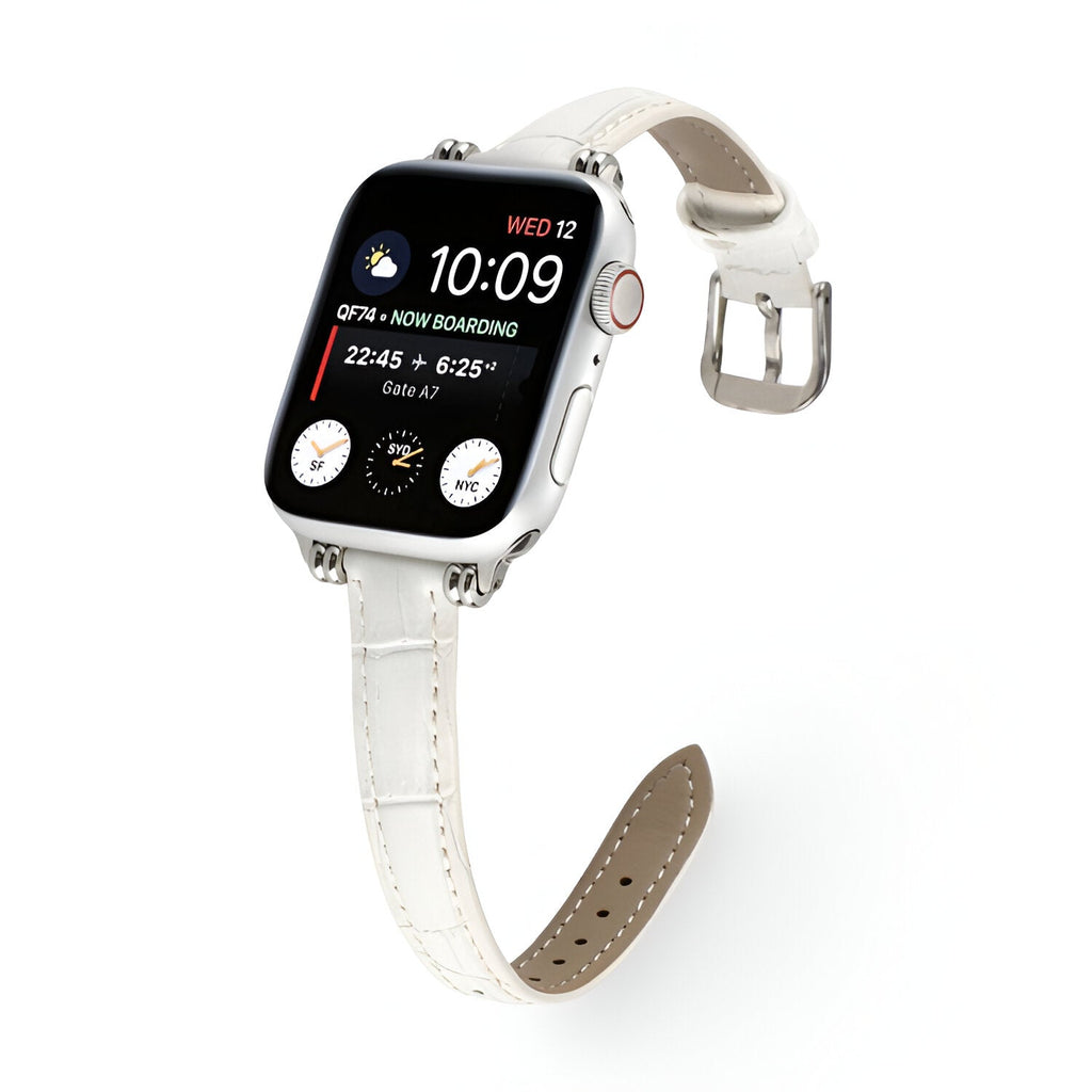 Correa Apple Watch con motivo cocodrilo grabado, cierre de hebilla, para mujer, modelo Rynara