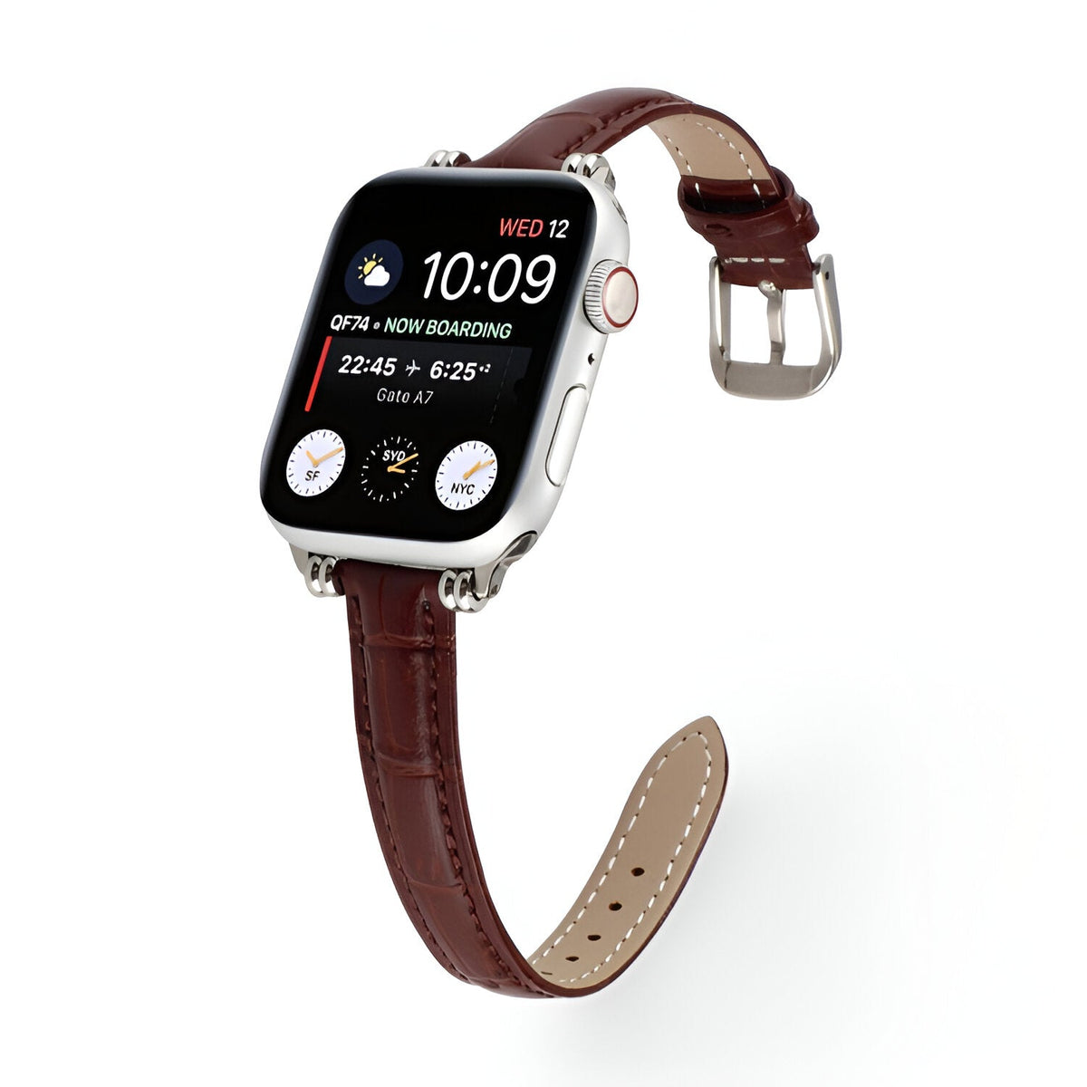 Correa Apple Watch con motivo cocodrilo grabado, cierre de hebilla, para mujer, modelo Rynara