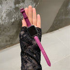 Correa Apple Watch con motivo cocodrilo grabado, cierre de hebilla, para mujer, modelo Rynara