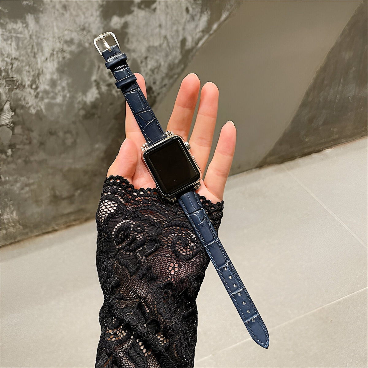Correa Apple Watch con motivo cocodrilo grabado, cierre de hebilla, para mujer, modelo Rynara