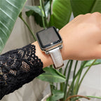 Correa Apple Watch con motivo cocodrilo grabado, cierre de hebilla, para mujer, modelo Rynara